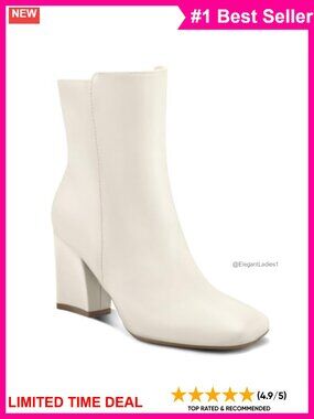 Square Toe Ankle Booties Side Zip 3 Inch Block Heel Low Heeled Short Boots